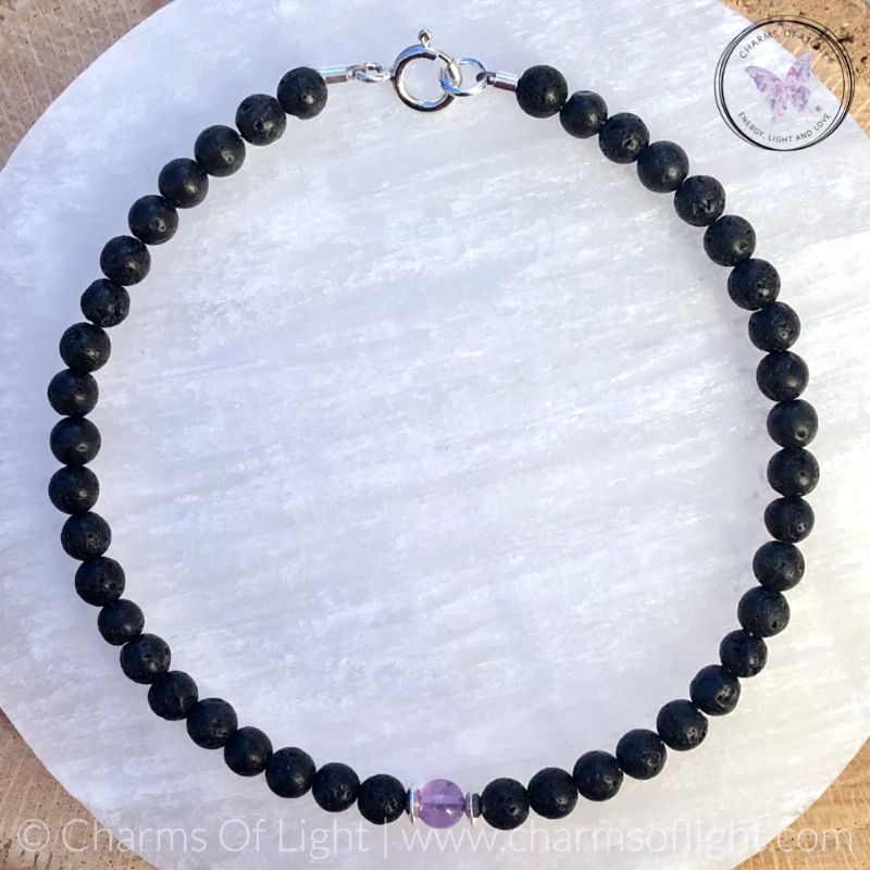 Men's Lava Stone Birthstone Bracelet